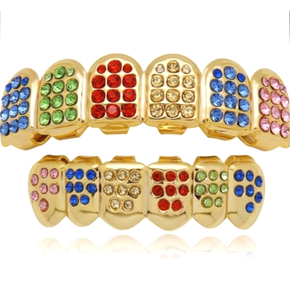 Hip Hop Colorful Gold Teeth Grillz